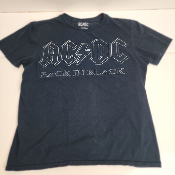 AC/DC Back In Black Album Rock Band Black Short Sleeve T-Shirt Men's Size S - Picture 1 of 4